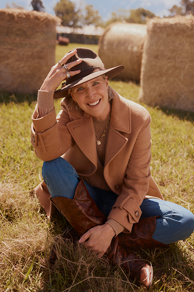 Woolgrower Rosie Mitchell at the Sportscraft photoshoot