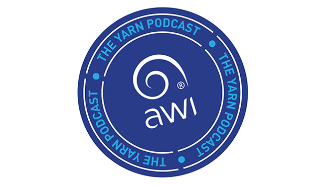 The logo of AWI's Wool Podcast, The Yarn
